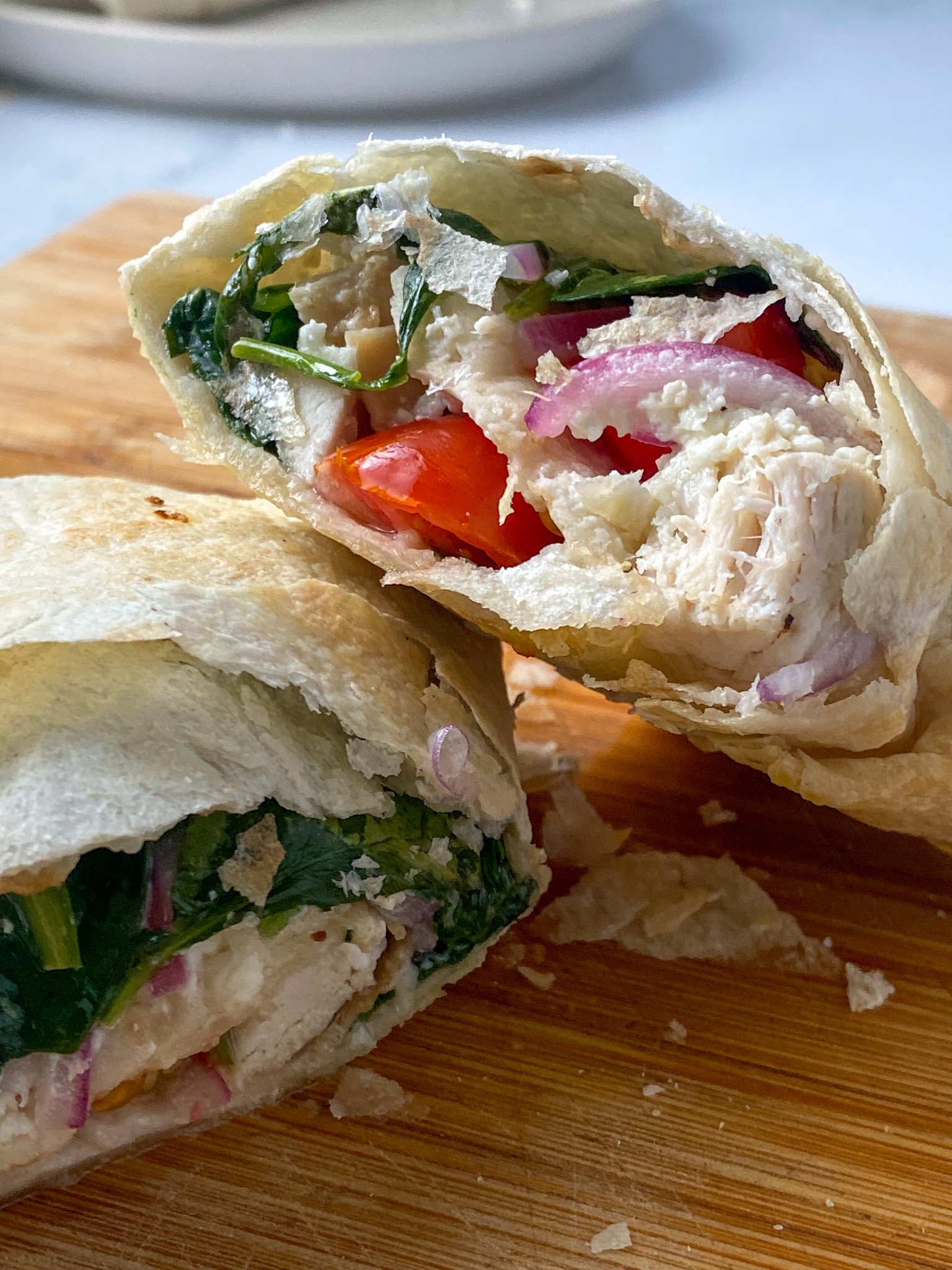 Air Fryer Chicken Spinach and Feta Wraps The Tasteful Tribe
