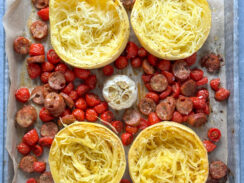 spaghetti squash nests sheet pan meal