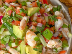 the best shrimp ceviche recipe served with tortilla chips