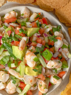 the best shrimp ceviche recipe served with tortilla chips