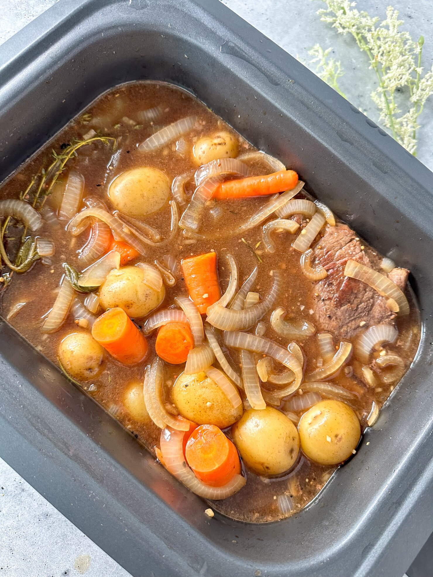London Broil Pot Roast (Easy Slow Cooker Recipe!) The Tasteful Tribe
