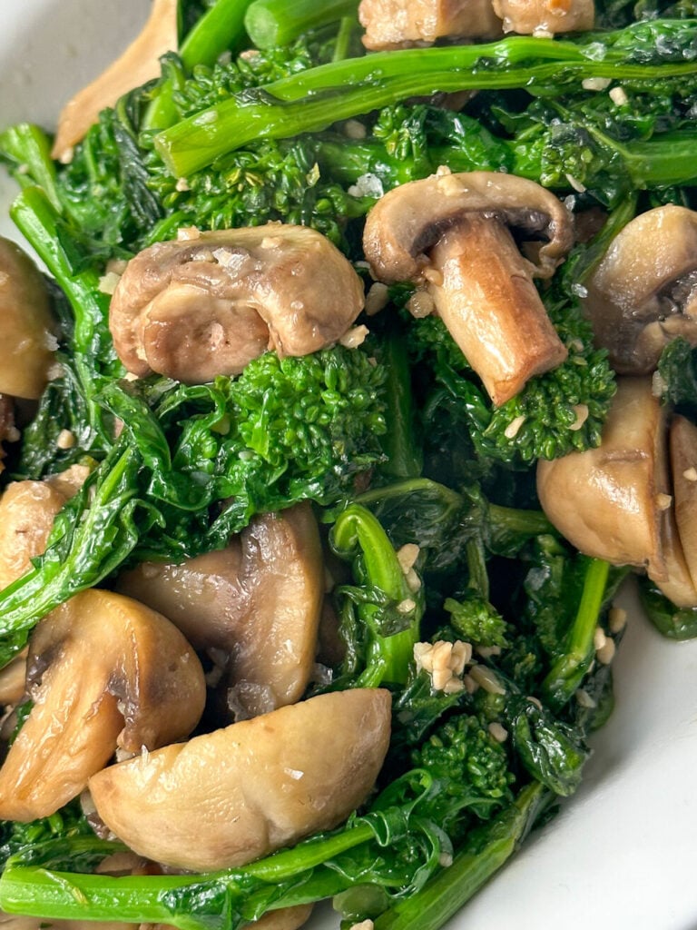 Garlicky Broccoli Rabe & Mushrooms (Easy Side Dish)