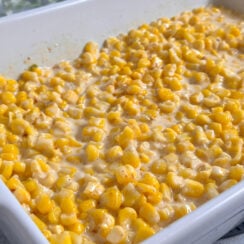 the easiest most delicious way to make creamed corn - creamy cheesy corn, only 5 ingredients and one that even the pickiest eaters will love as a side for the holidays