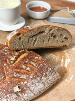 This amazing sourdough bread is designed for real life and real kitchens, blending a teacher&rsquo;s love of structure with a home cook&rsquo;s intuitive touch. Naturally leavened with an active starter and lightly sweetened with local honey, this loaf bakes up with a crisp, crackly crust and a soft, chewy interior full of flavor. The step-by-step directions break the process into manageable, confidence-building stages, making sourdough feel approachable whether this is your very first loaf or one of many. Thoughtful, precise, and deeply rewarding, this recipe is meant to guide you from starter to slice with clarity&mdash;and a little joy along the way.