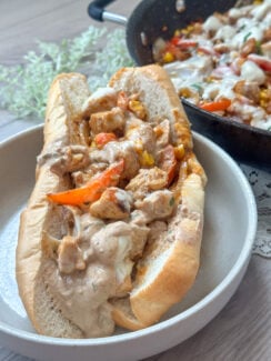 easy delicious southwest chopped chicken cheesesteak sandwich ready to go in no time