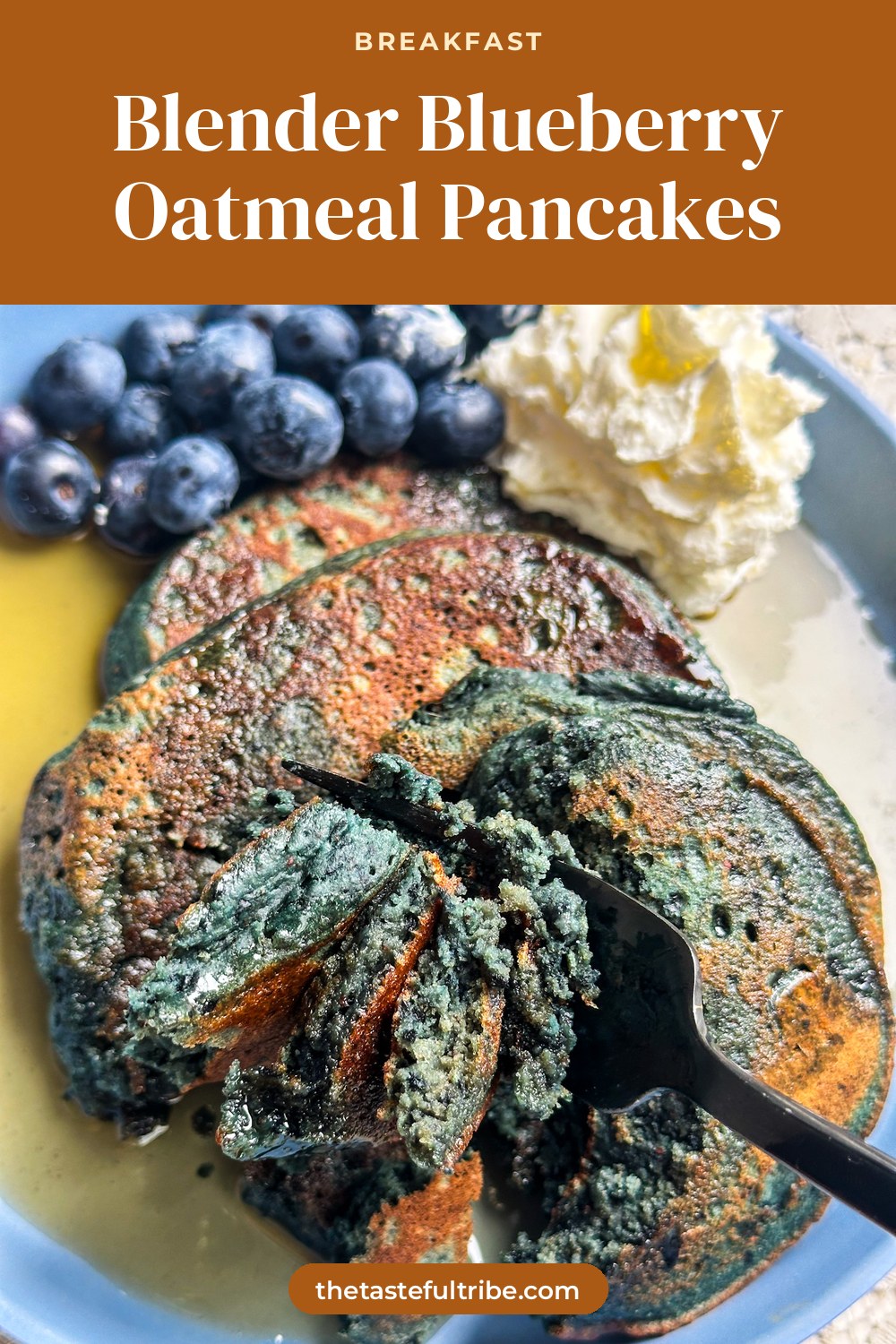Blender Blueberry Oatmeal Pancakes, the finished dish