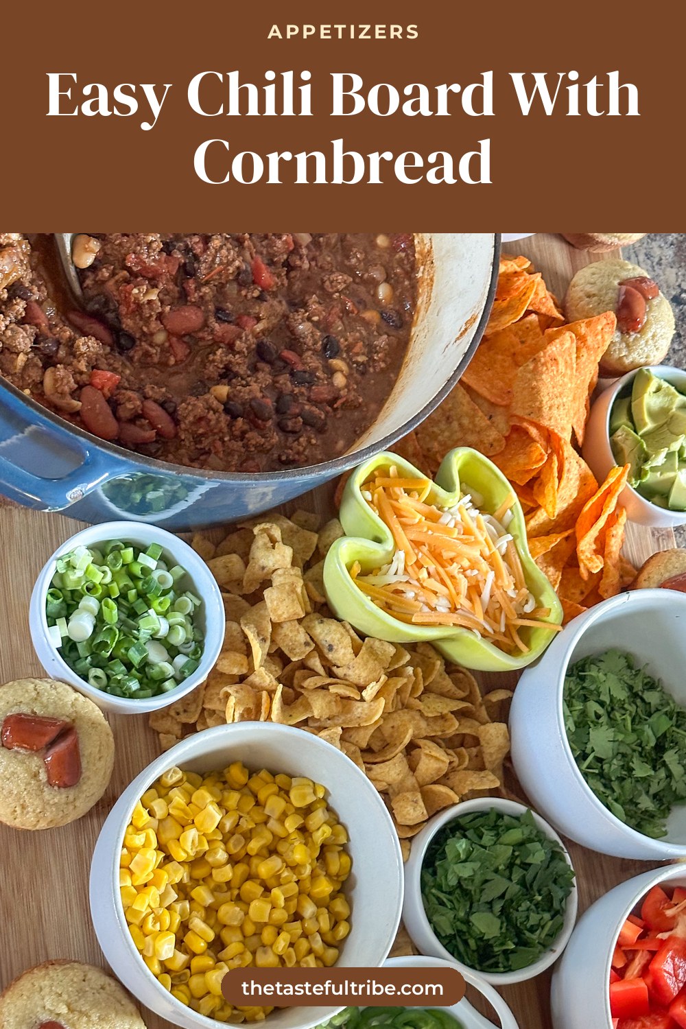 Easy Chili Board With Cornbread, the finished dish
