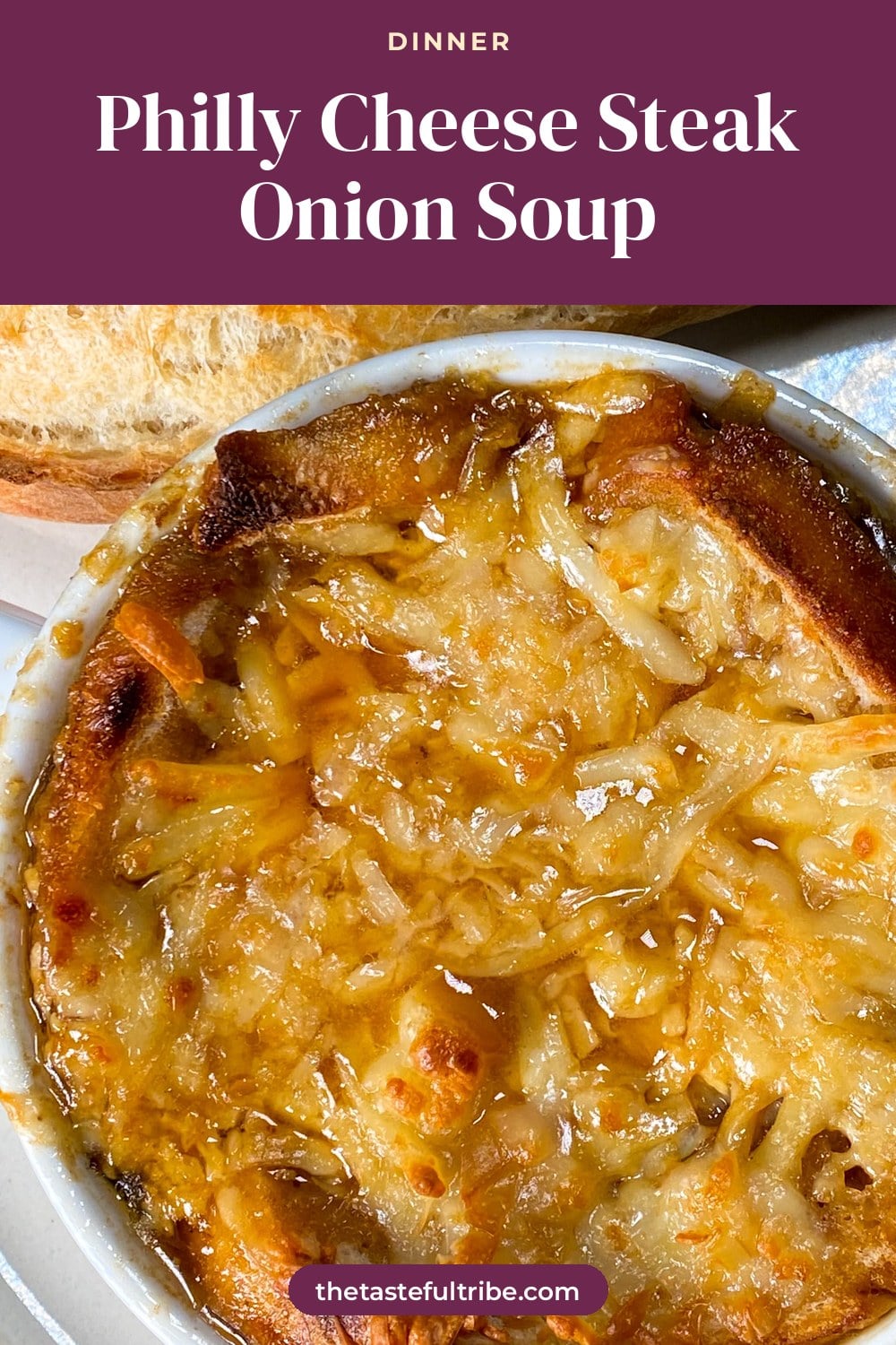 Philly Cheese Steak Onion Soup, the finished dish