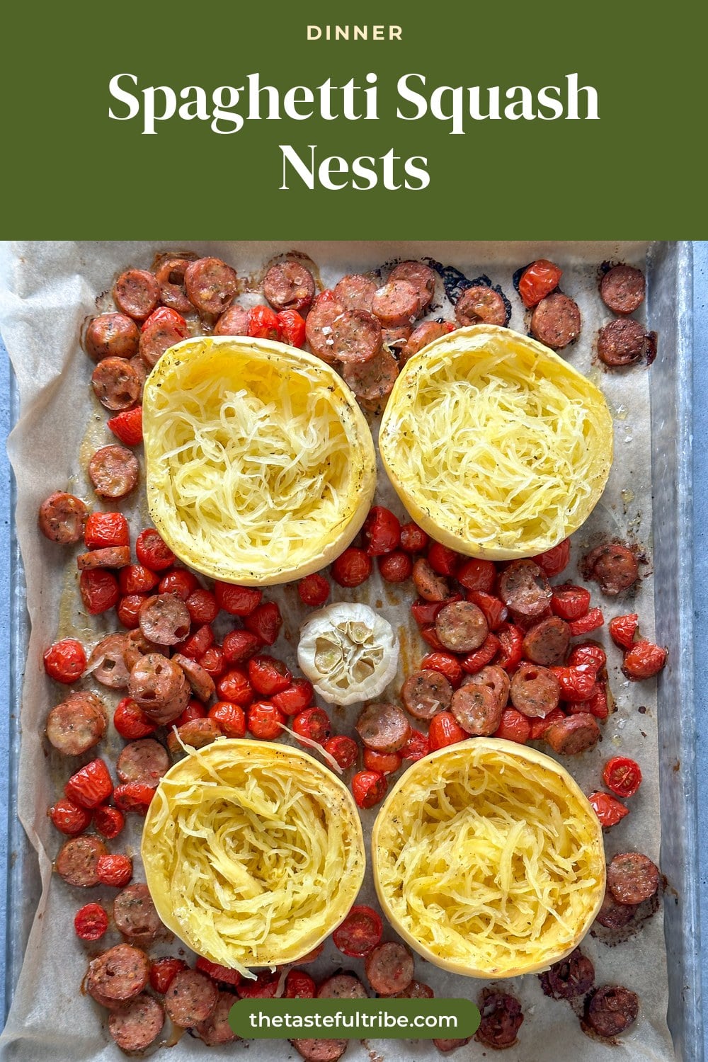 spaghetti squash nests sheet pan meal